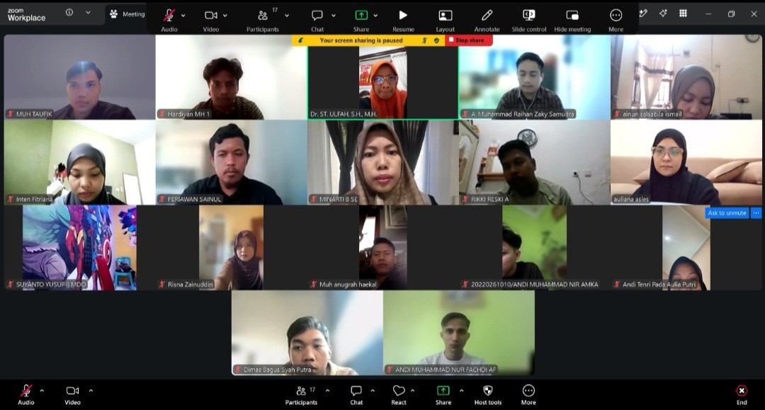 Dokumentasi: kuliah Sosiologi Hukum, kls MH-1, hari Ahad, tgl 20/09/2026 jam 10.30 - 12.10 WITA. Terimakasih.